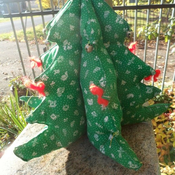 Farmhouse Christmas Tree Decoration Primitive Rustic Home Table Vtg Plush Decor - Picture 15 of 16